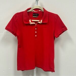 Barbour Women’s Classic Red Polo T-shirt Shirt Cotton Sz 10